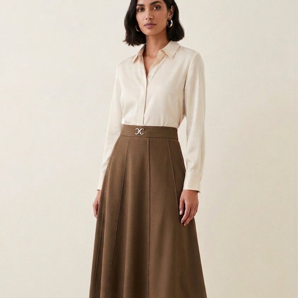 Eccola Women's Skirt Tan Khaki Size S 18Y 31 Inches NWT